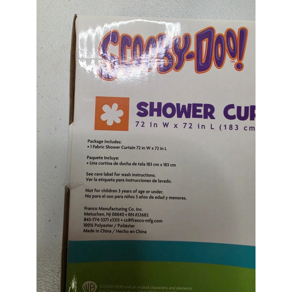 Scooby-Doo Mystery Machine Fabric Shower Curtain 72x72 Blue Haunted House NEW